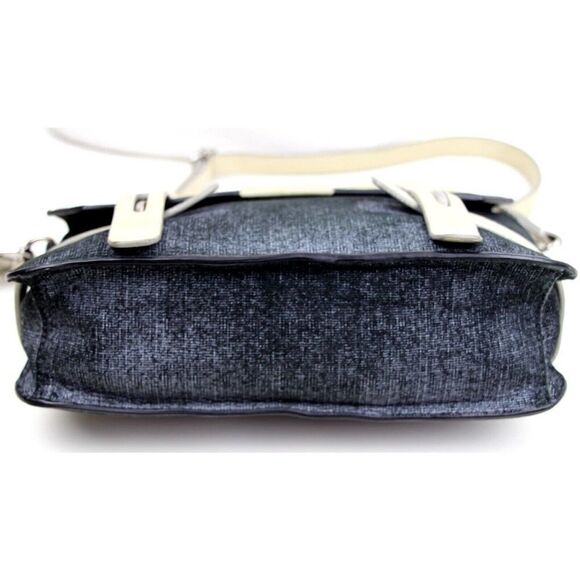 OLIVIA HARRIS BLUE IVORY GENUINE LEATHER FLAP SHOULDER BAG CROSSBODY HANDBAG - Picture 6 of 10